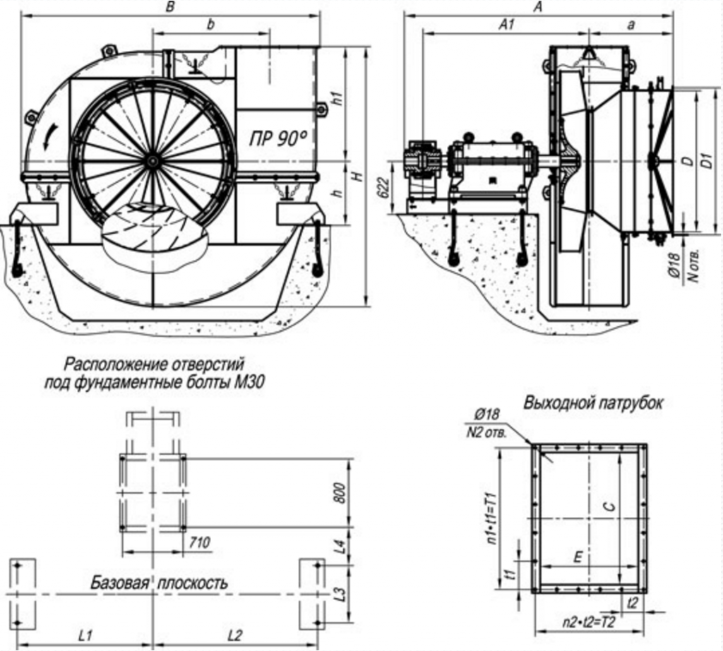 Габаритные размеры ВДН-19