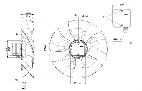 Осевой вентилятор ebmpapst A6E450AU0401