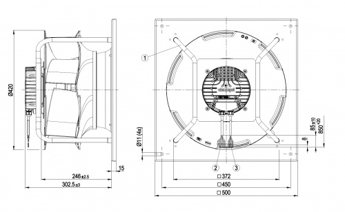 Центробежный вентилятор ebmpapst K3G400RJ7501
