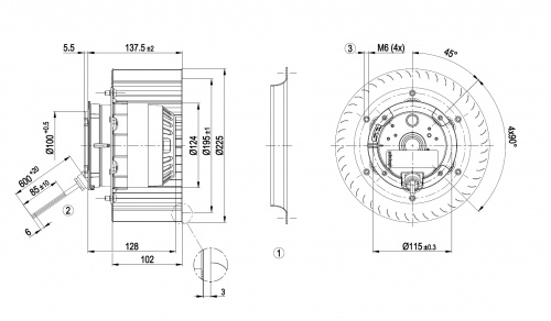Центробежный вентилятор ebmpapst R4E225BK0503