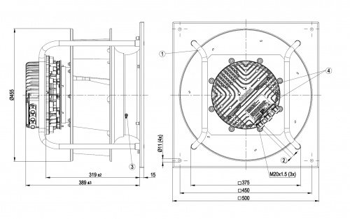 Центробежный вентилятор ebmpapst K3G400AQ2368