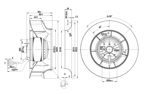 Центробежный вентилятор ebmpapst R2E225RA9210