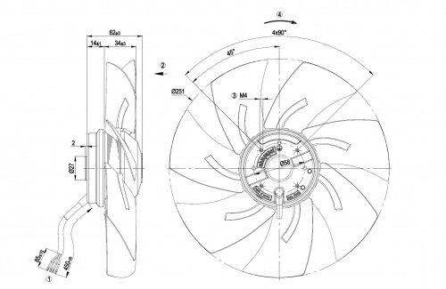 Осевой вентилятор ebmpapst A4E250AH0201