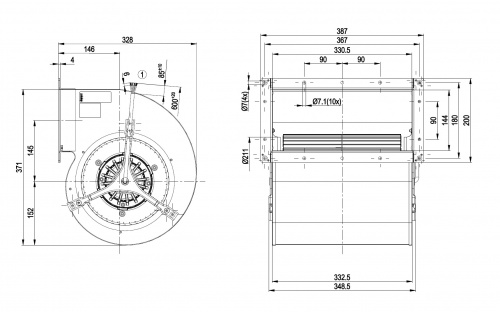 Центробежный вентилятор ebmpapst D4D225FH0201