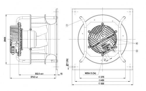 Центробежный вентилятор ebmpapst K3G355BC9202
