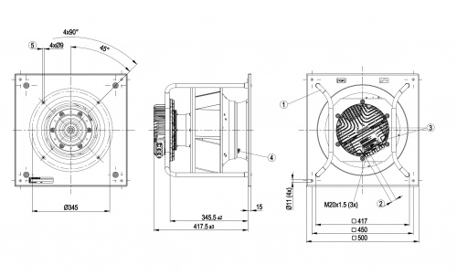 Центробежный вентилятор ebmpapst K3G355PI9302