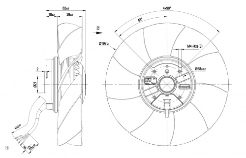Осевой вентилятор ebmpapst A2E200AI3801