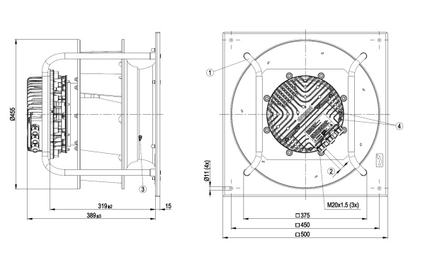 Центробежный вентилятор ebmpapst K3G400AQ2301