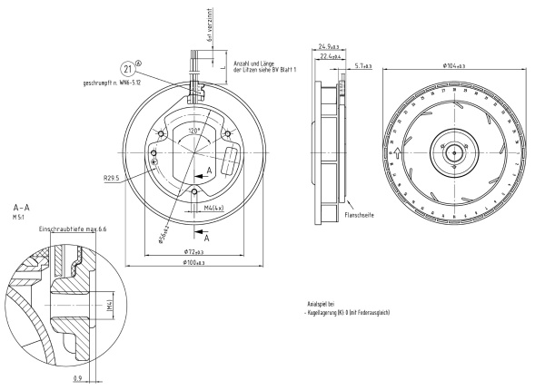 Вентилятор компактный ebmpapst REF 100-11/14/2 P