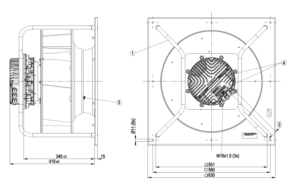 Центробежный вентилятор ebmpapst K3G450AQ2568