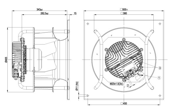 Центробежный вентилятор ebmpapst K3G355AY4032