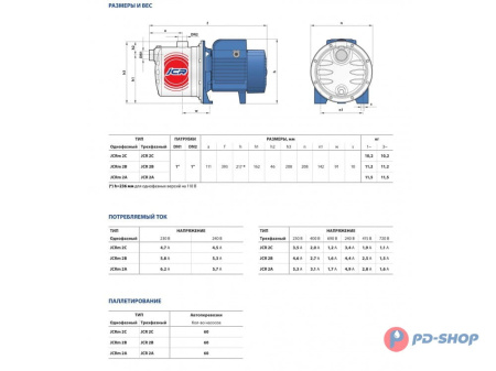 Насос из нержавеющей стали Pedrollo JCR 2 B