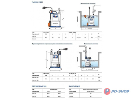 Насос дренажный Pedrollo TOP 3 LA10м