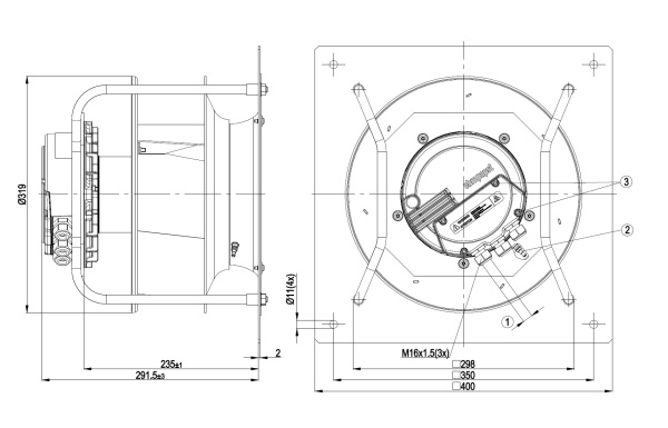 Центробежный вентилятор ebmpapst K3G280AU06B2