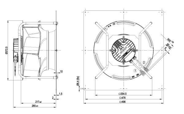 Центробежный вентилятор ebmpapst K3G355RR06G2