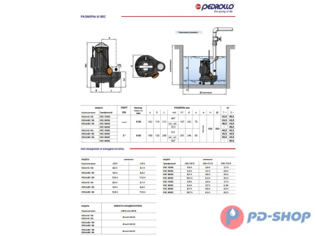 Насос фекальный Pedrollo VXC 30/50 New