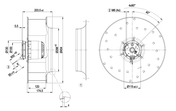 Центробежный вентилятор ebmpapst R4E450AB0906