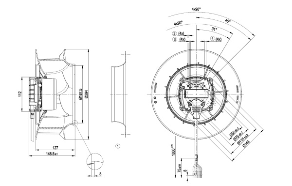Центробежный вентилятор ebmpapst R3G280RU2681