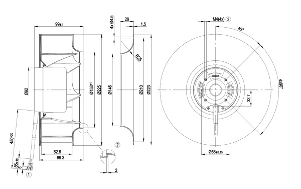 Центробежный вентилятор ebmpapst R1G225AF0752
