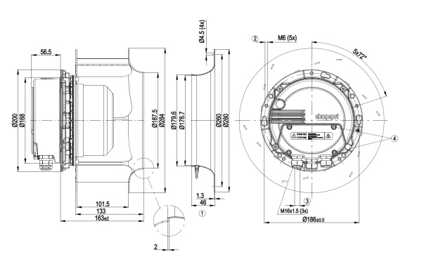 Центробежный вентилятор ebmpapst R3G280AK5401