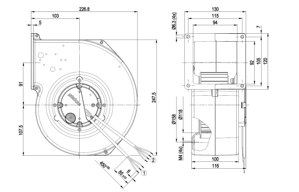 Центробежный вентилятор ebmpapst G3G140AW0512