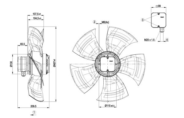 Осевой вентилятор ebmpapst A4D500AM0301