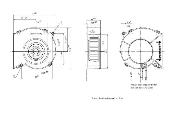 Вентилятор компактный ebmpapst RL 65-21/14 H