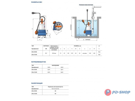 Насос фекальный Pedrollo ZXm 1A/40 10м