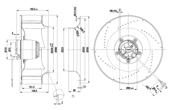 Центробежный вентилятор ebmpapst R4E355AF0505